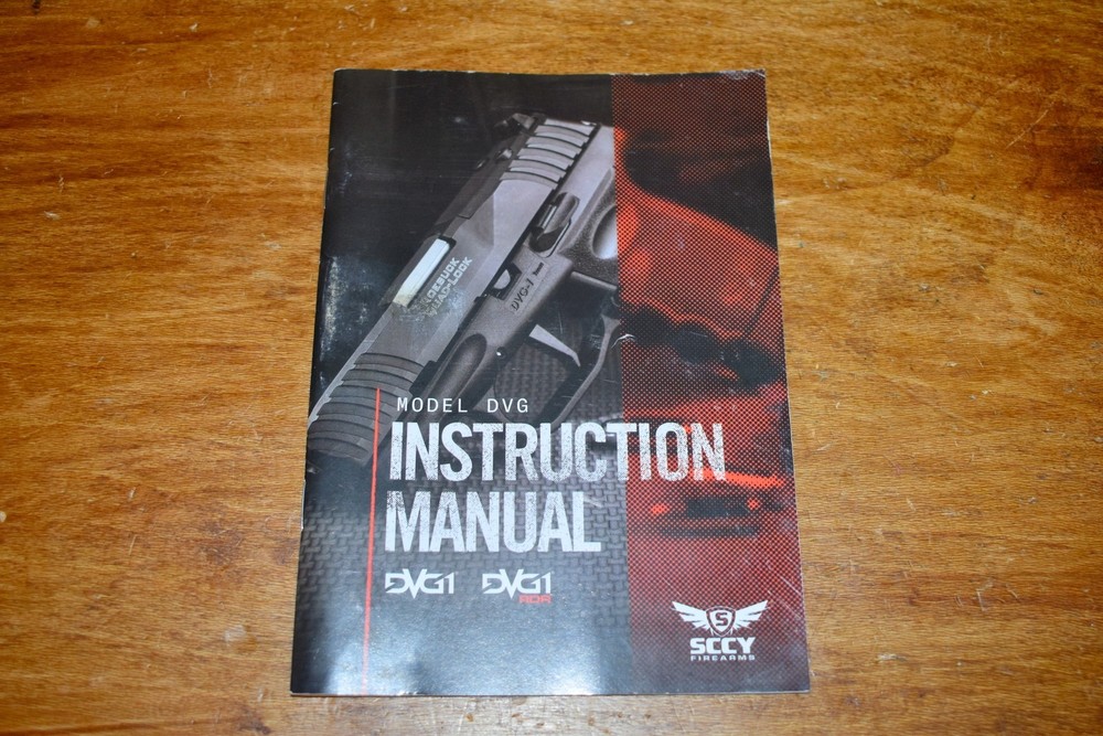 SCCY Model DVG Instruction Manual for Pistol