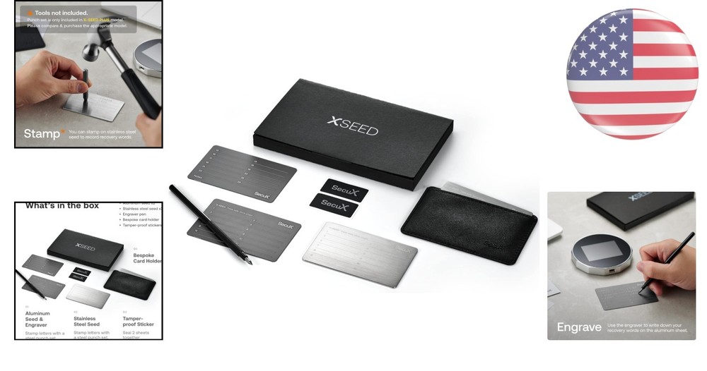 Portable Crypto Seed Storage Plate - Secure Backups for All Wallets - 0.5" Depth
