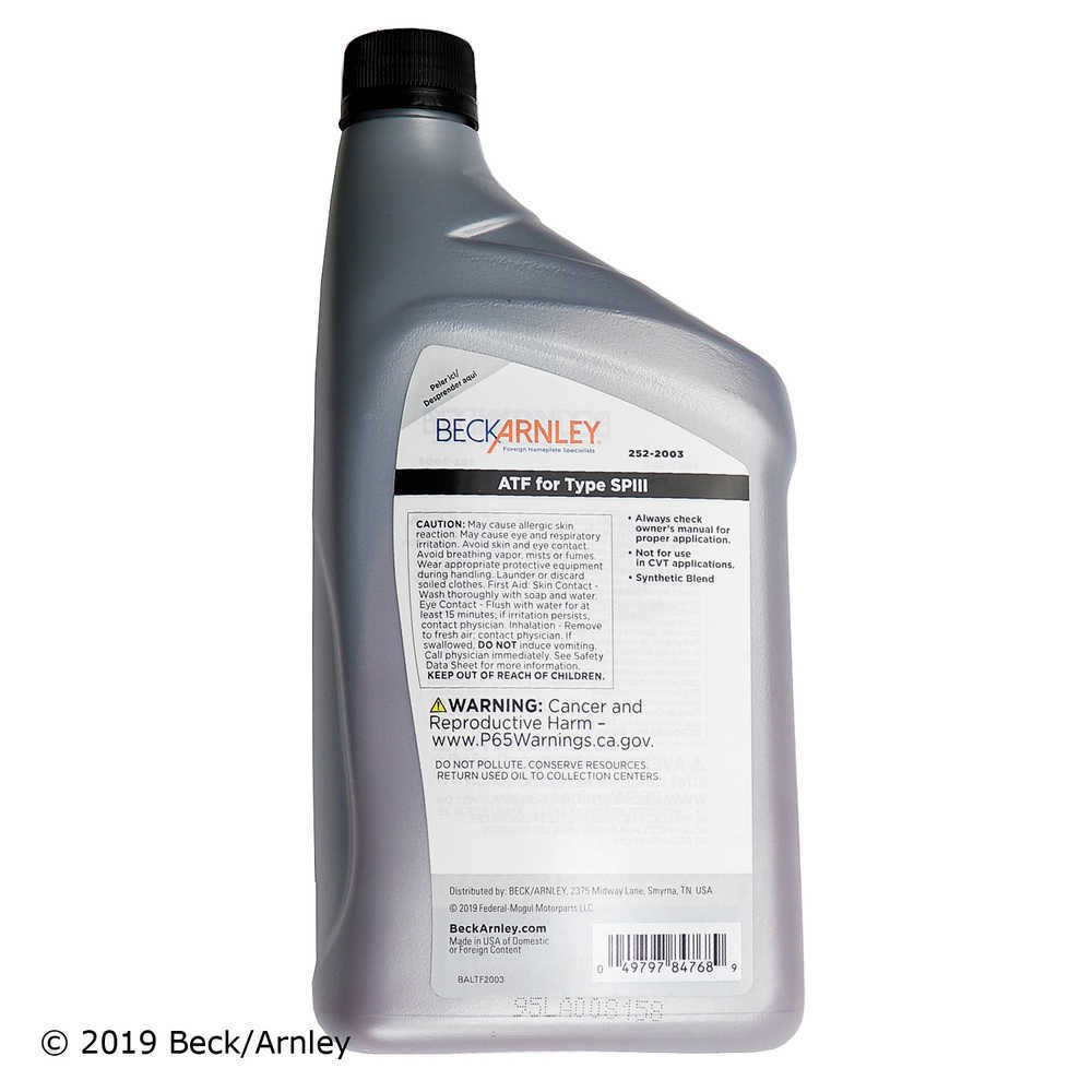 Automatic Transmission Fluid-Auto Trans Fluid Beck/Arnley 252-2003