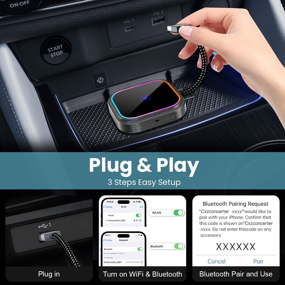 Wireless CarPlay/Android Auto Adapter For Apple Android Wireless Carplay Dongle