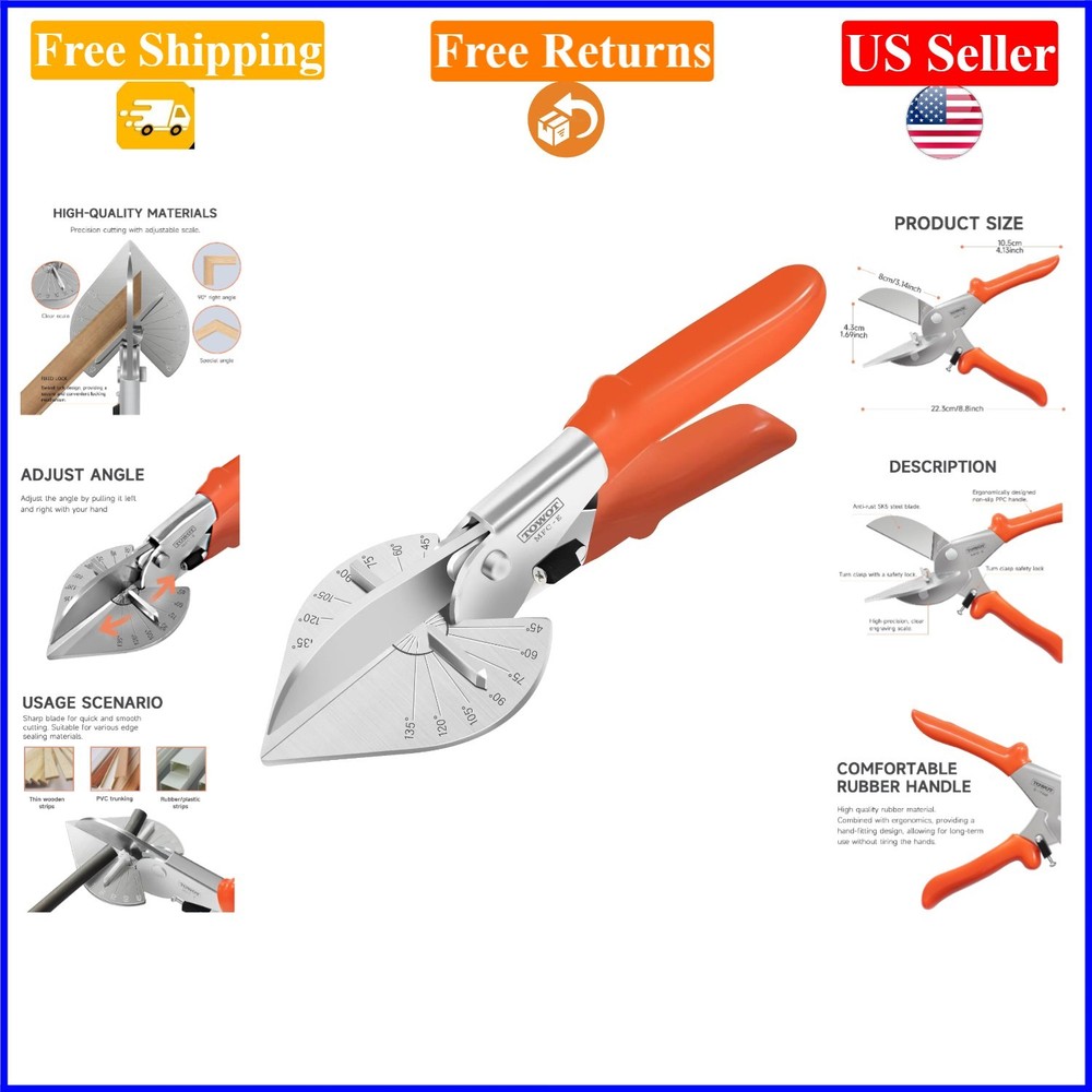 Adjustable Multi-Angle Miter Shear Cutter, 45-135°, Red & Silver, Hand Tool