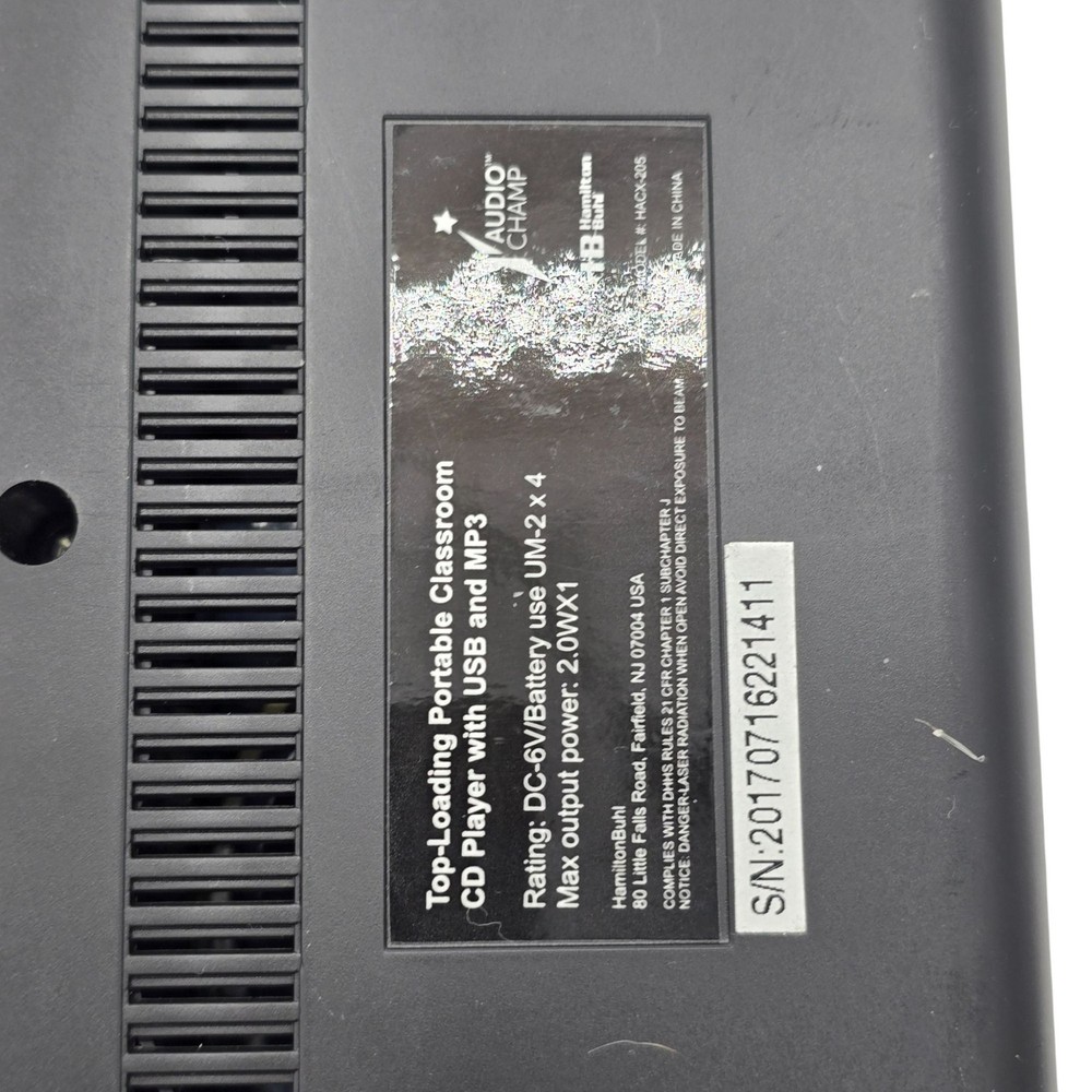 Hamilton Buhl Audio Champ Top Loading Classroom CD Player w/USB MP3 Tested