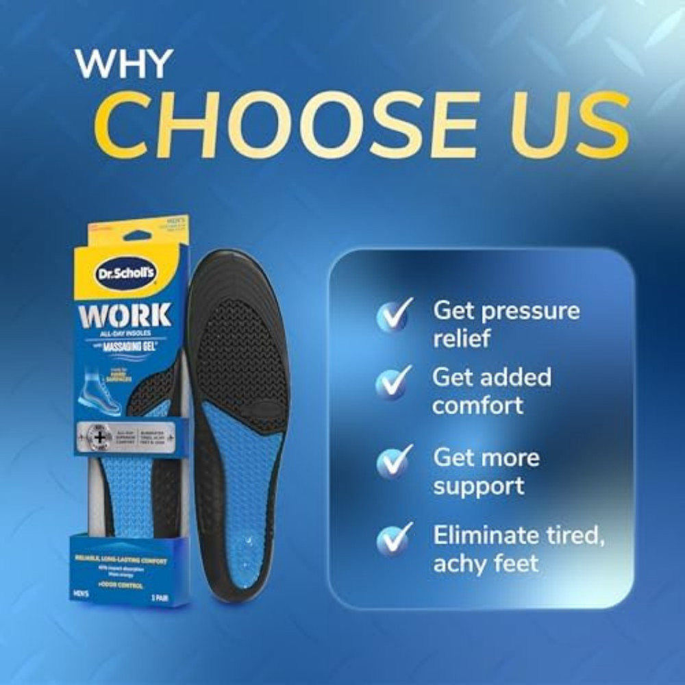 Dr. Scholls WORK Massaging Gel Advanced Insoles for Men Shoe Inserts