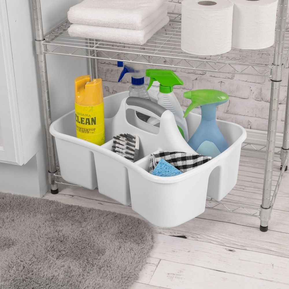 3 Pack Divided Ultra Bath Caddy Plastic Bathroom Organizer Storage Box White US