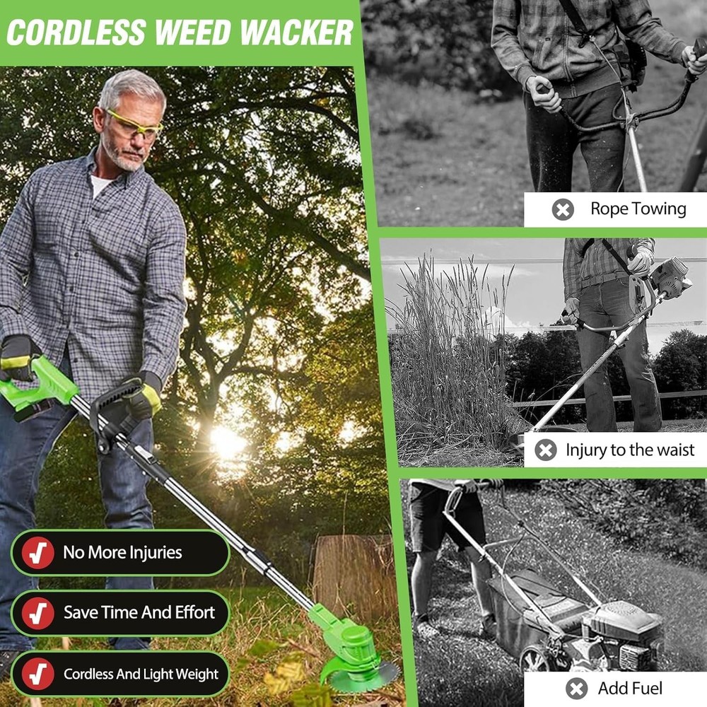 Weed Wacker Electric - Rechargeable weedwacker/Edger Lawn Tool/Cordless Weed ...
