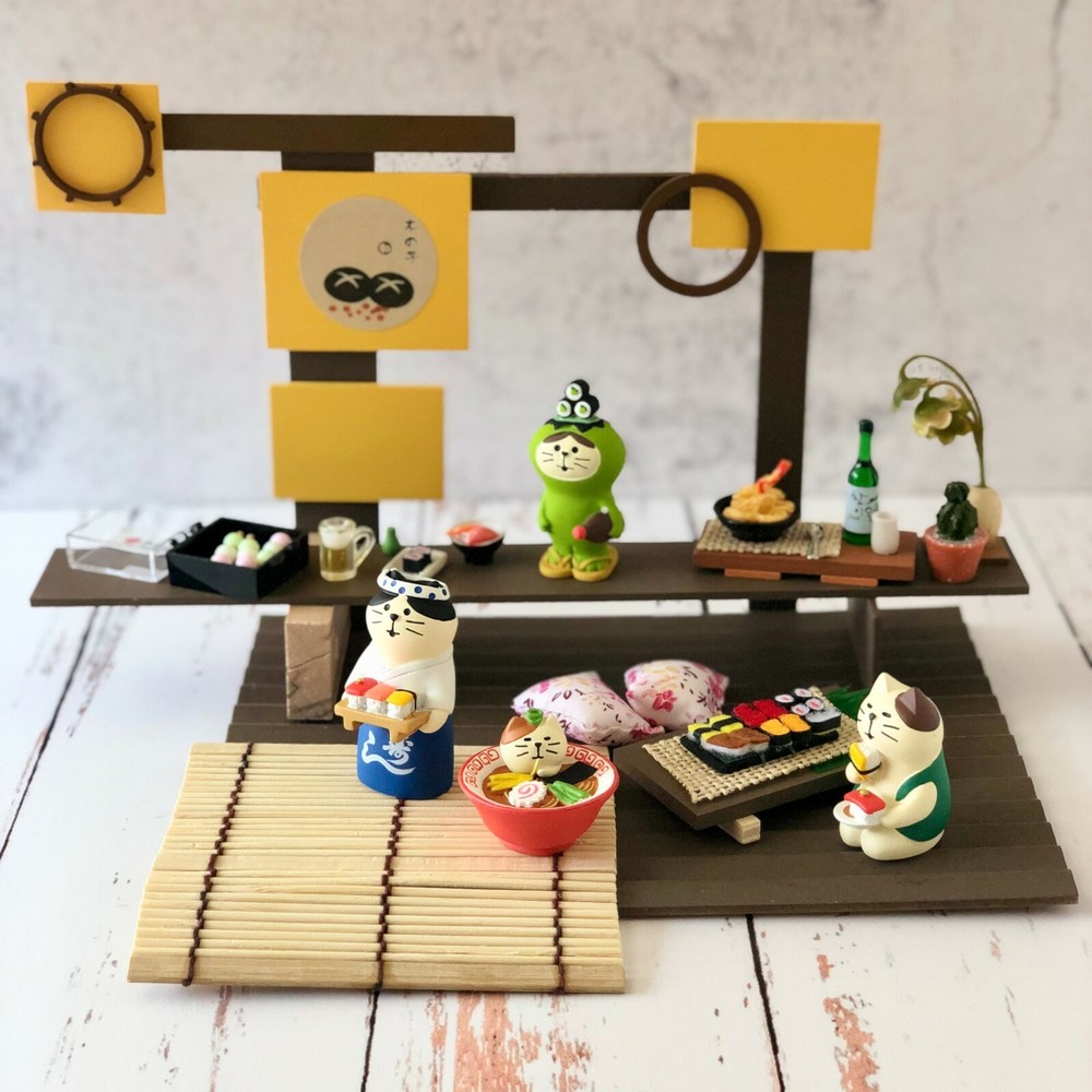 DECOLE Concombre Sushi Cat Miniature 4Pc Set Authentic Japan Hand Painted