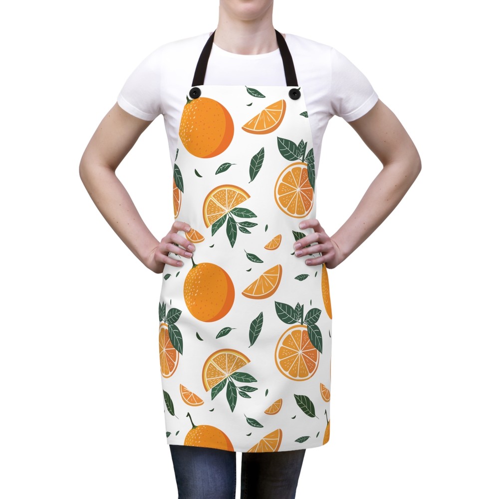 Stylish Poly Twill Apron with Oranges Fruit Design - Durable & Lightweight
