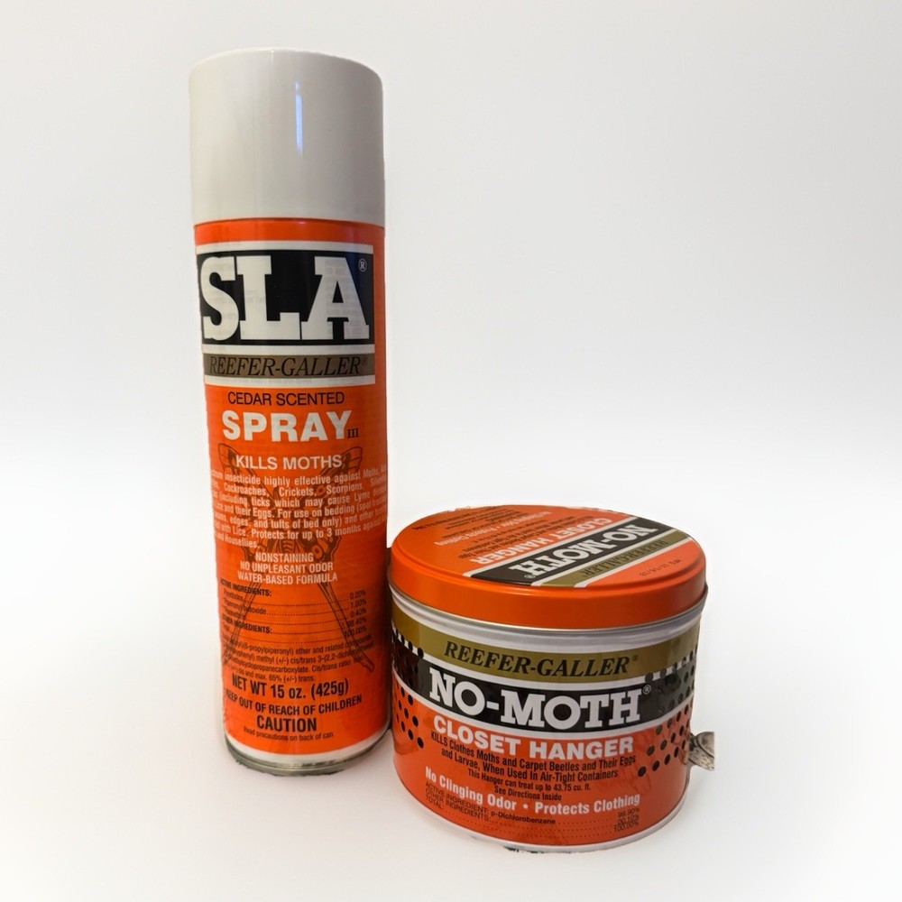 NO-MOTH 2 PACK: MOTH CAKE HANGER + CEDAR SPRAY BED BUG LICE KILLER REEFER-GALLER