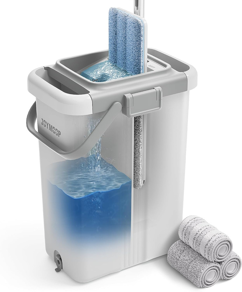 Mop and Bucket Set with 4 Microfiber Pads