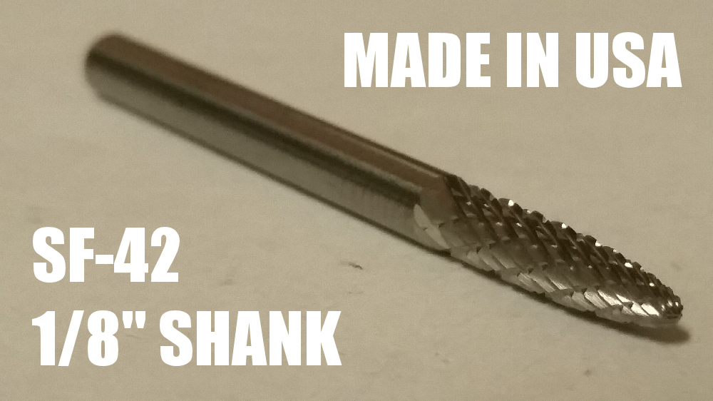 SF42D Tree Shape SOLID Carbide Burr Bur Cutting Tool Die Grinder Bit 1/8"