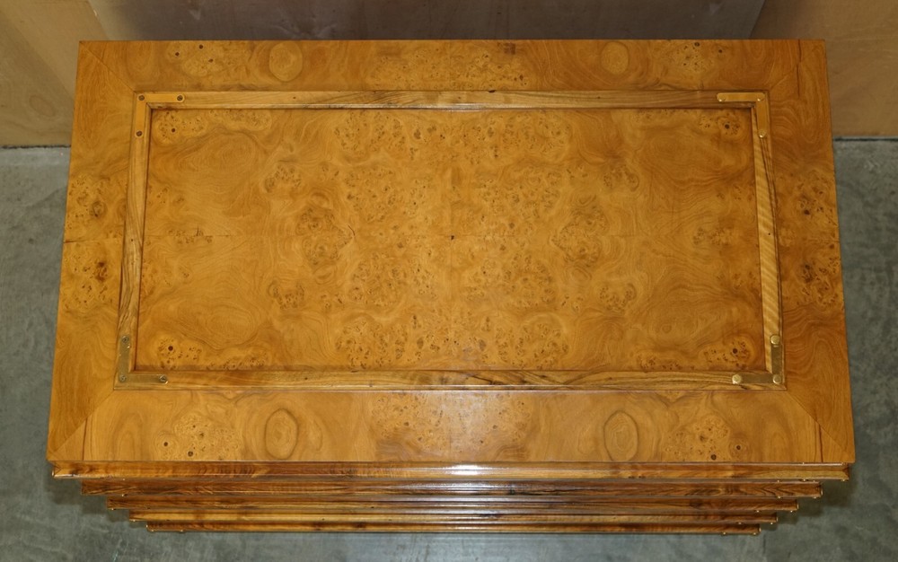 EXTRA LARGE BURR WALNUT SOLID CHEST TRUNK WITH HIDDEN BOTTOM STORAGE MUST SEE