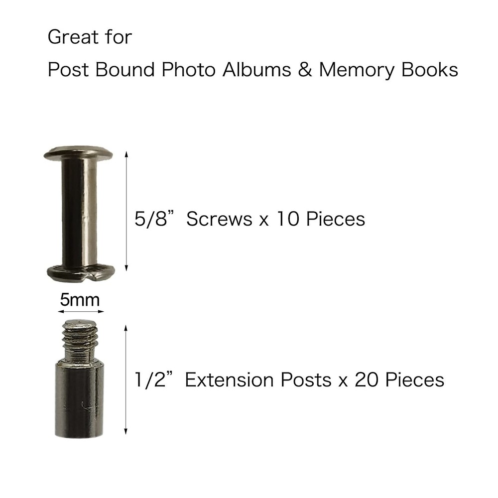 30 Pack Chicago Screws and Extention Posts for Binding Extending Scrapbook Ph...