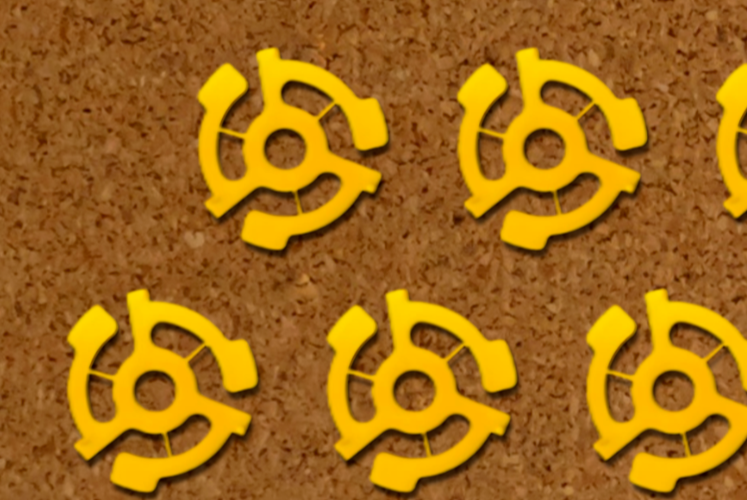 45 RPM 7" Record Easy Snap-In Insert Yellow Plastic Adapters (5)