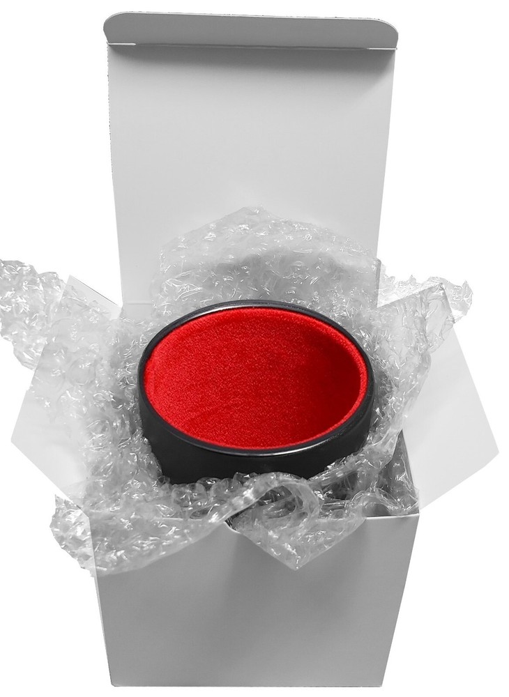 (6) 16mm Dot Dice Bone Black + PU Leather Red Felt Lined Dice Cup Sealed Boxed