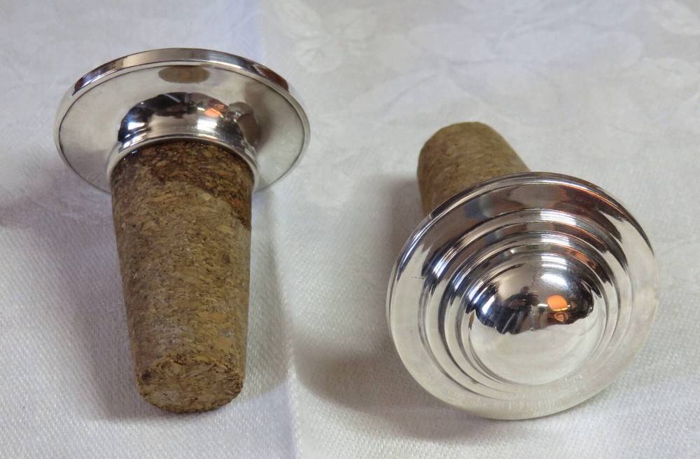 SILVER WINE CORKS / .825 SILVER / SOLD AS PAIR.