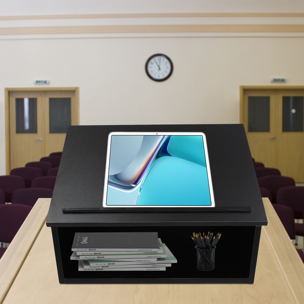 Black Table Top Lectern Portable Tabletop Lectern Classroom Presentation Lectern