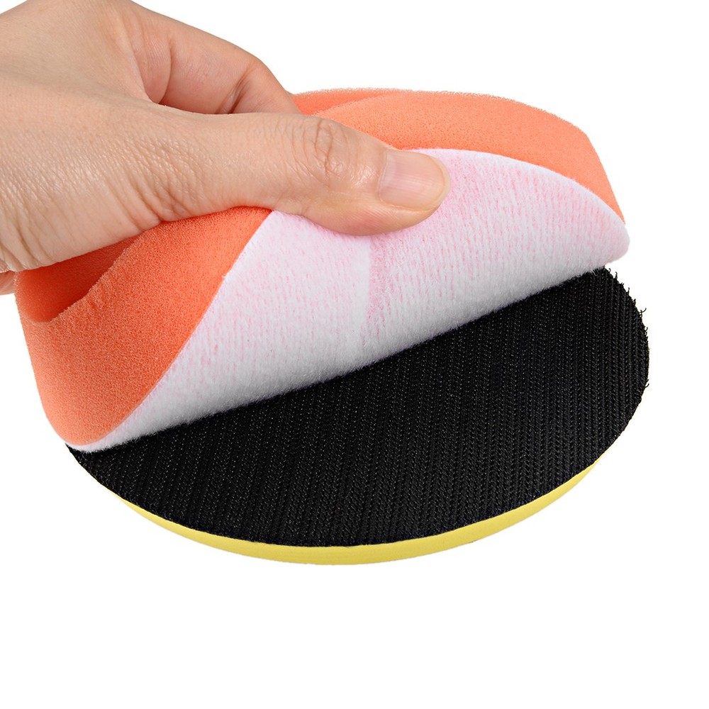 4" Buffing Sponge Pad Drill Polishing Buffer Pad Disc, Hook and Loop Back 5pcs
