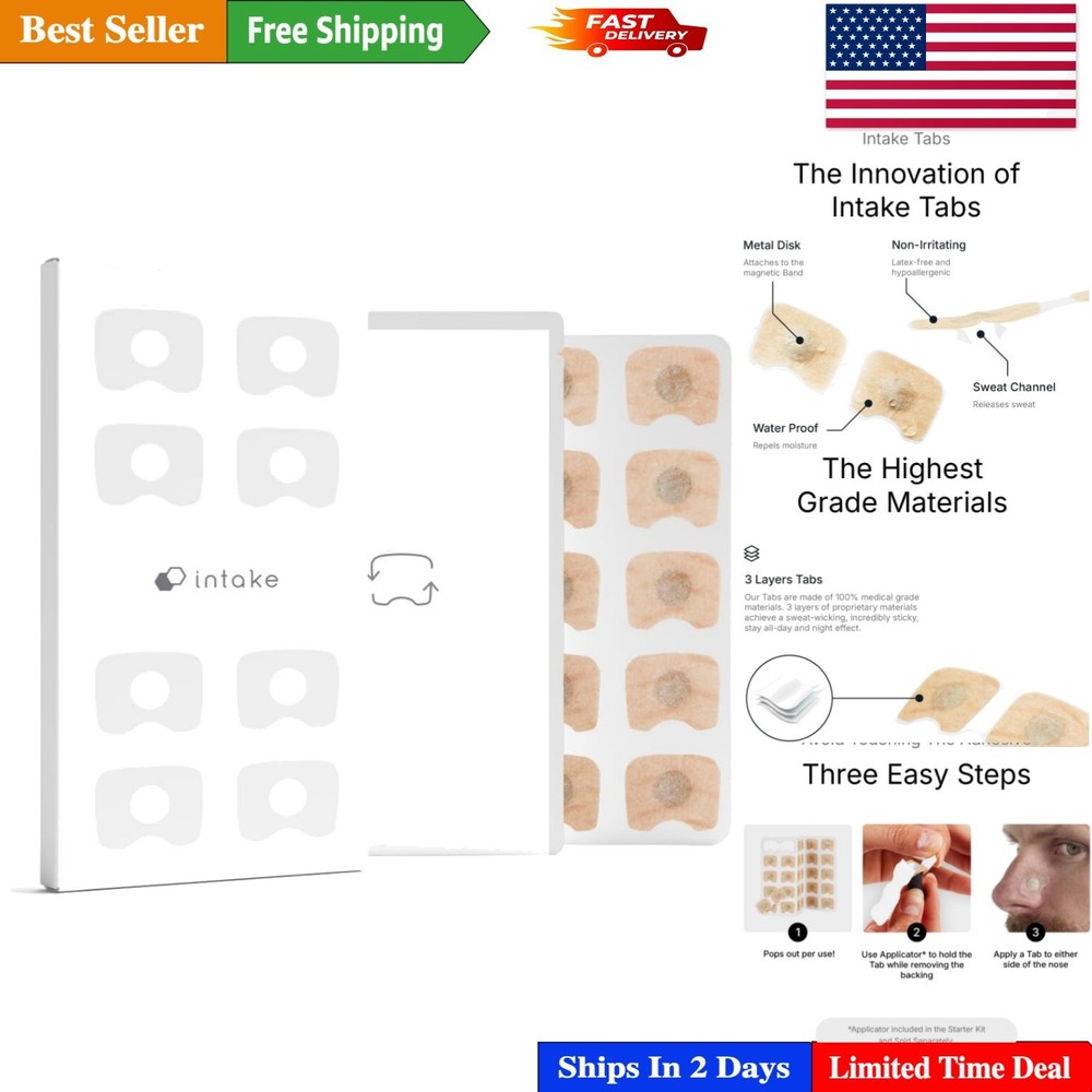 Hypoallergenic 30 Count Breathing Tabs - Magnetic Solution for Snoring Relief