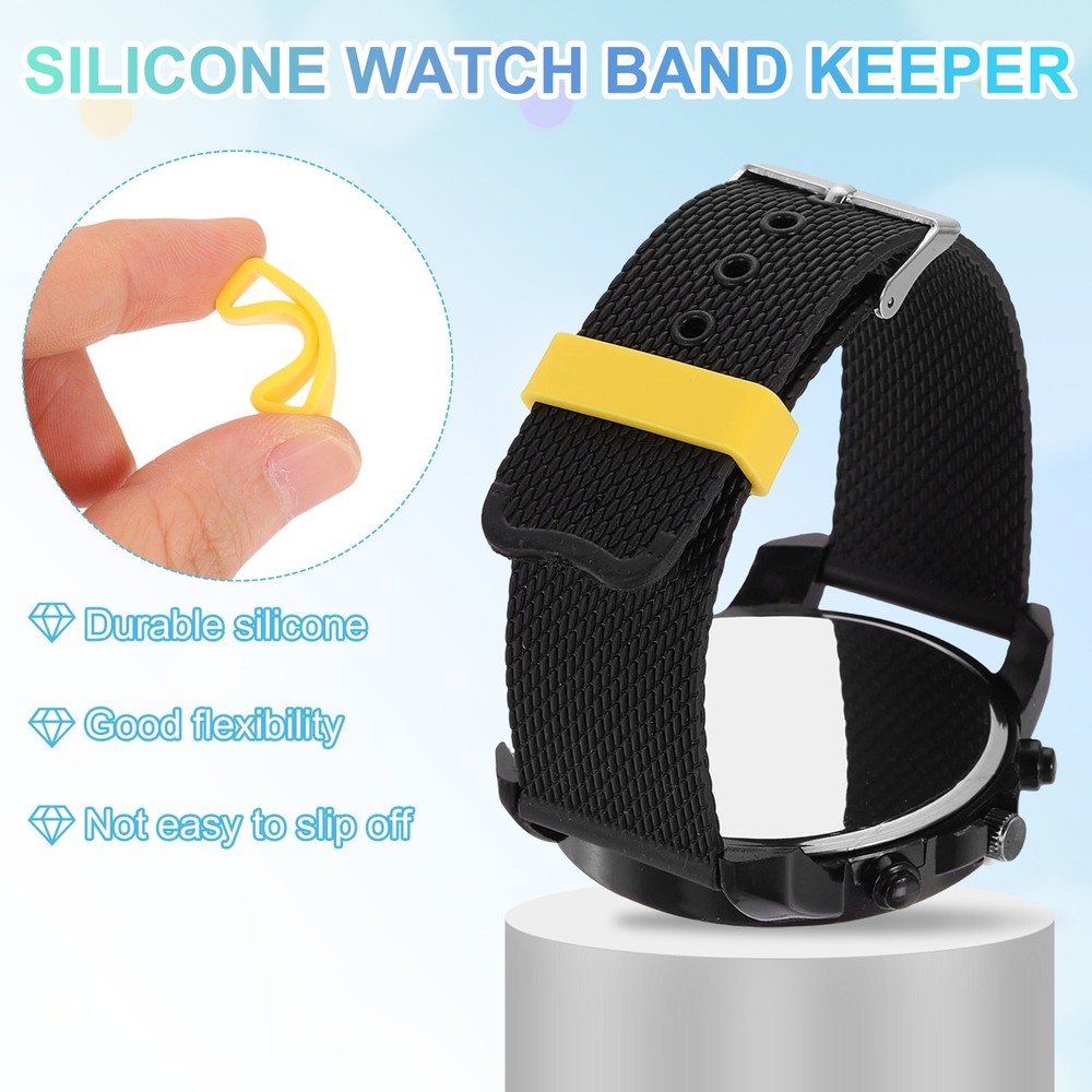 6pcs Watch Band Loop 22mm Silicone Watch Strap Retainer Loop, Yellow