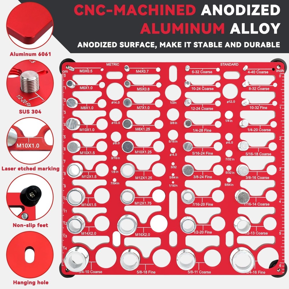 55 Thread Checker - Nut and Bolt Thread Checker Standard and Metric, Bolt Siz...