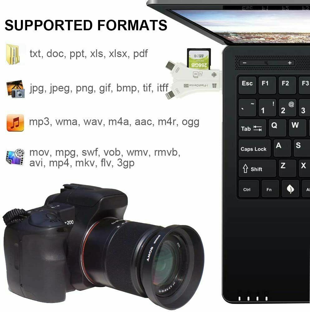 4 in 1 USB Micro SD TF Memory Card Reader Adapter For iPhone Android PC