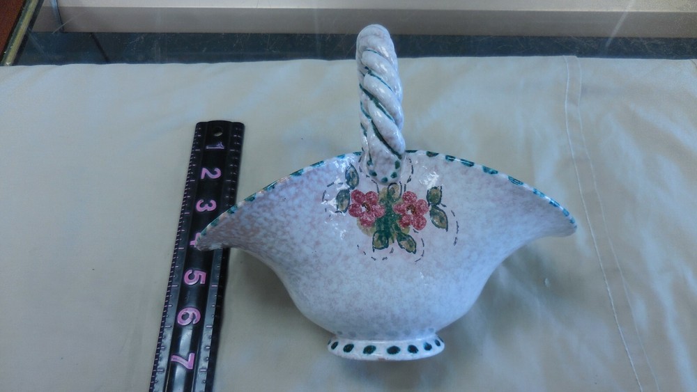 Glass Handled Basket -- Hand Painted