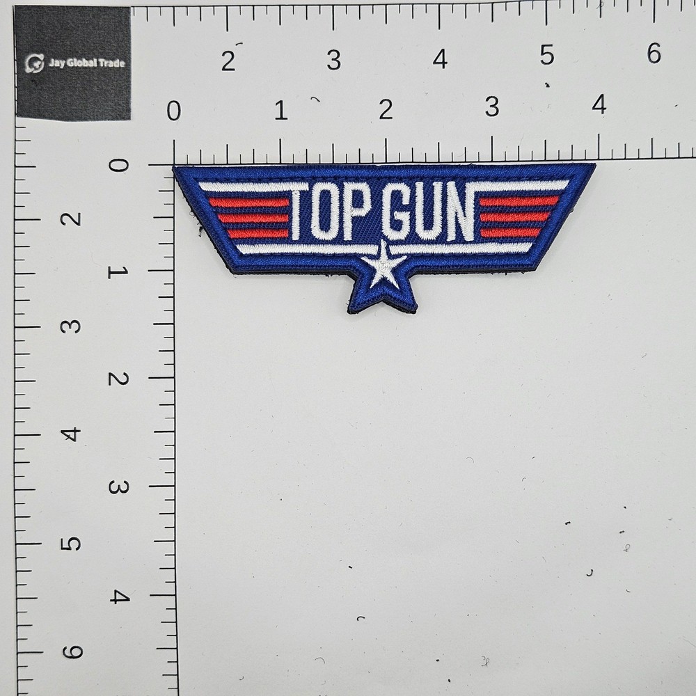 Top Gun Logo Embroidered Patch Blue Red White Hook and Loop Tactical Patch