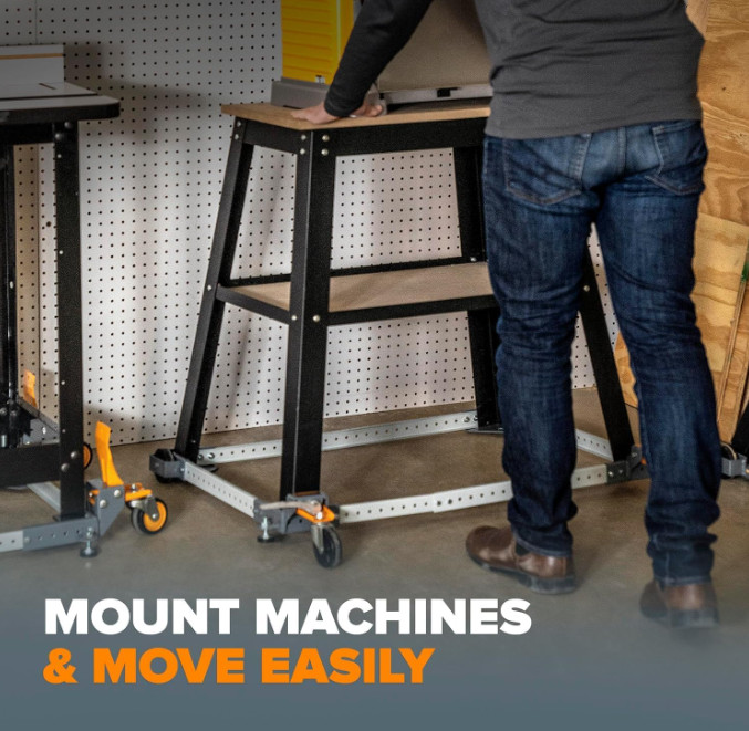 Bora PM-1000 adjustable base moves heavy tools easily and stably