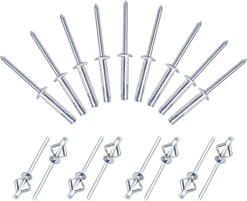 3/16" X 1" Trifold Exploding Pop Rivets, Solid Aluminum Tri Grip Rivets Bulb Sty