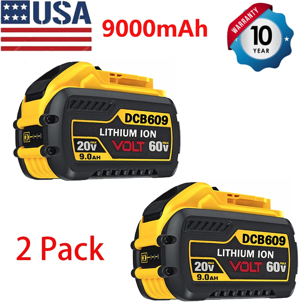 4PC 9Ah 20V/60V MAX Replacement for DEWALT Battery Lithium DCB615 DCB606 Tool