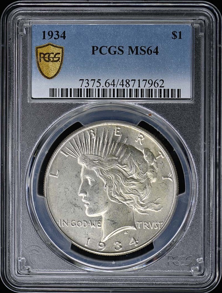 1934 $1 Peace Dollar PCGS MS64