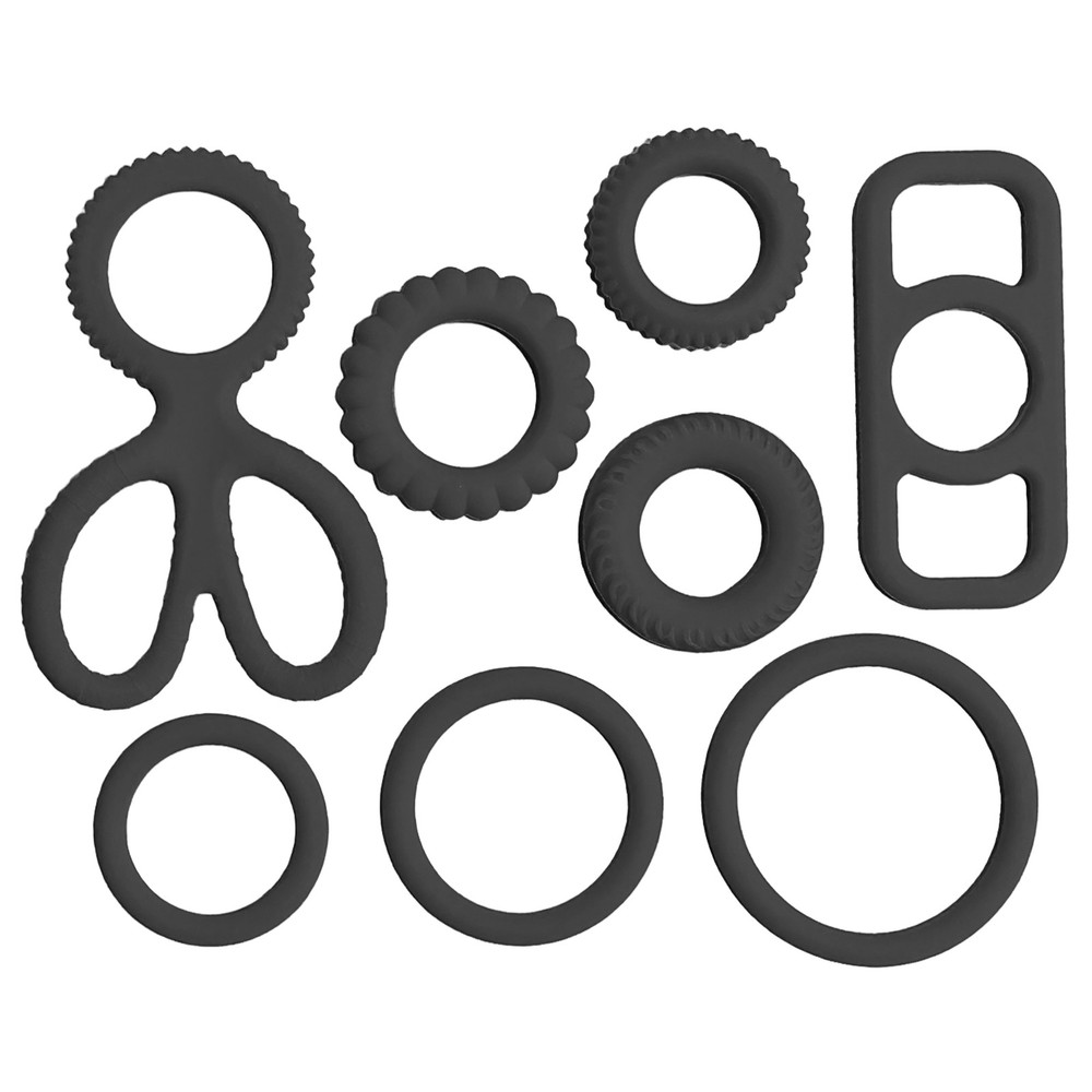 LeLuv® 8 Baller Stretch Silicone Performance Ring System - 8 Shapes