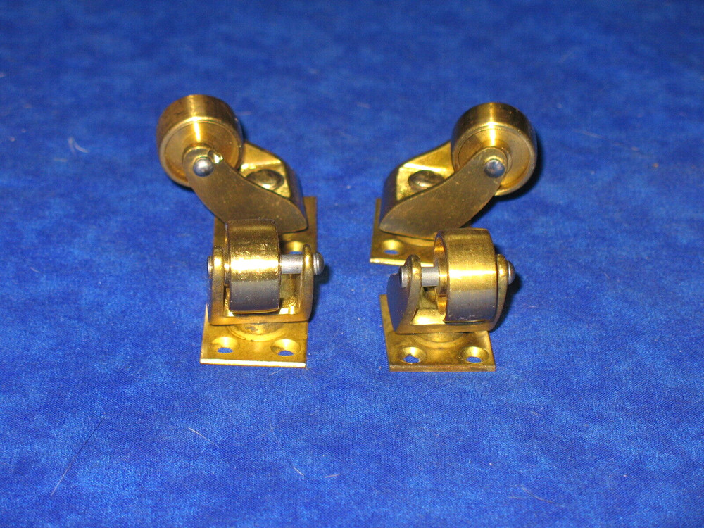 Small Cast Solid Brass Wheels Set Four Satin Finish Lacquered Ready To Use