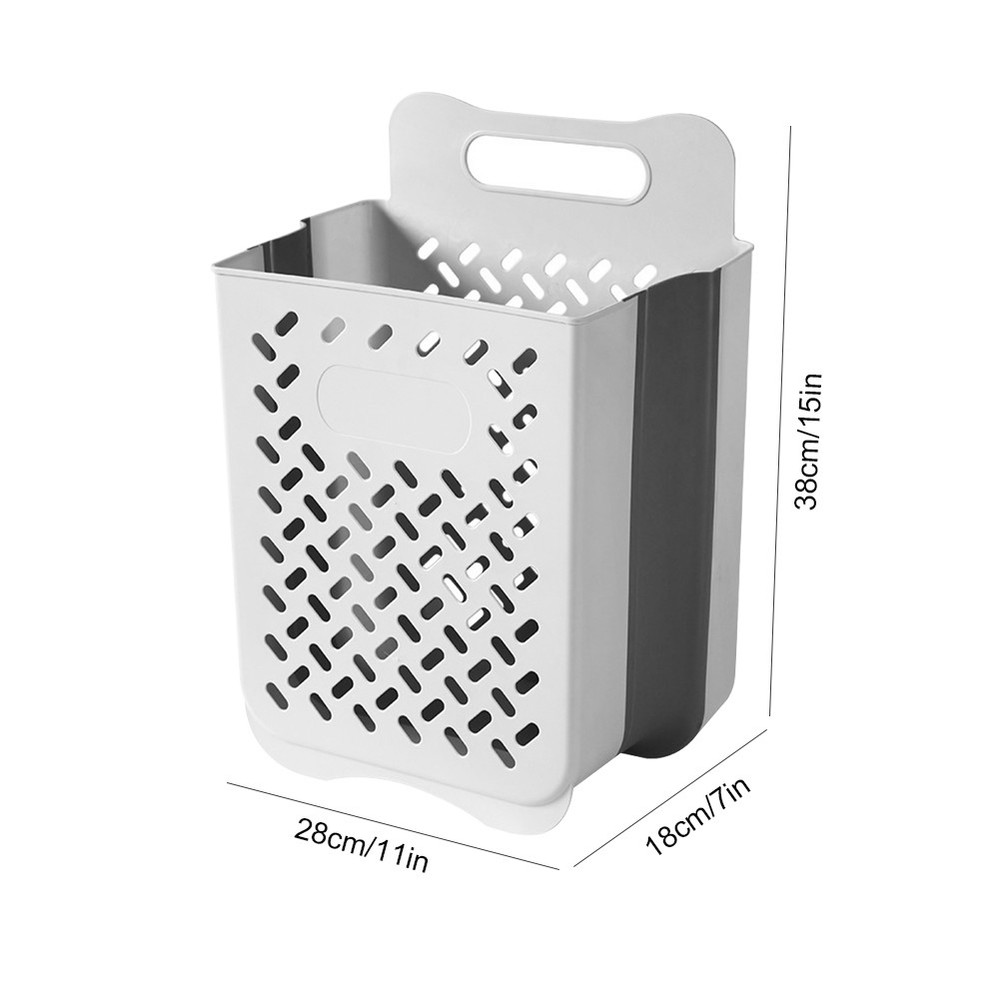 Collapsible Plastic Laundry Hamper with Carry Handle for Bathroom Clothes (Grey)
