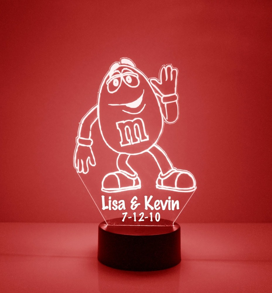 M&M Candy Character, Personalized LED Night Light Lamp, with Remote Control