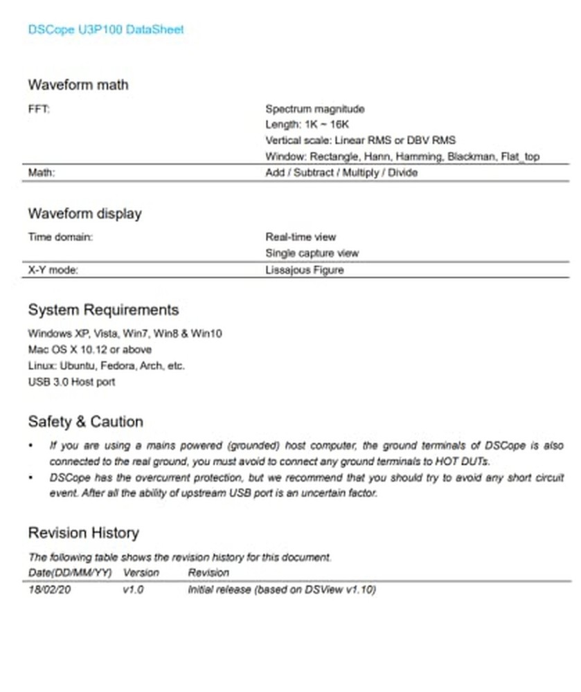 Oscilloscope DSCope U3P100