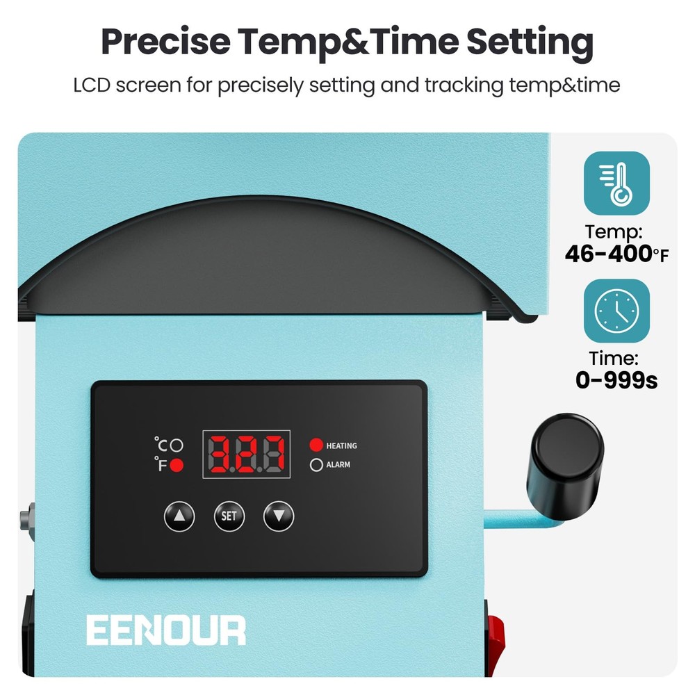 Hat Press Heat Machine for Caps with Presice Temp&Timer Control, Timer Blue