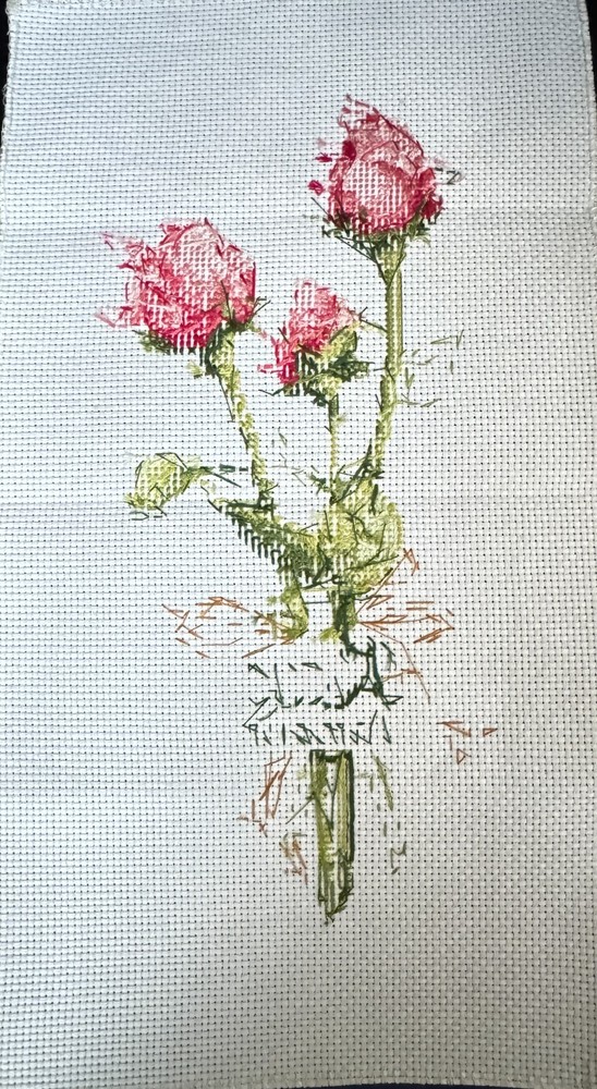 Finished Handmade Completed Cross Stitch "Pretty Roses"