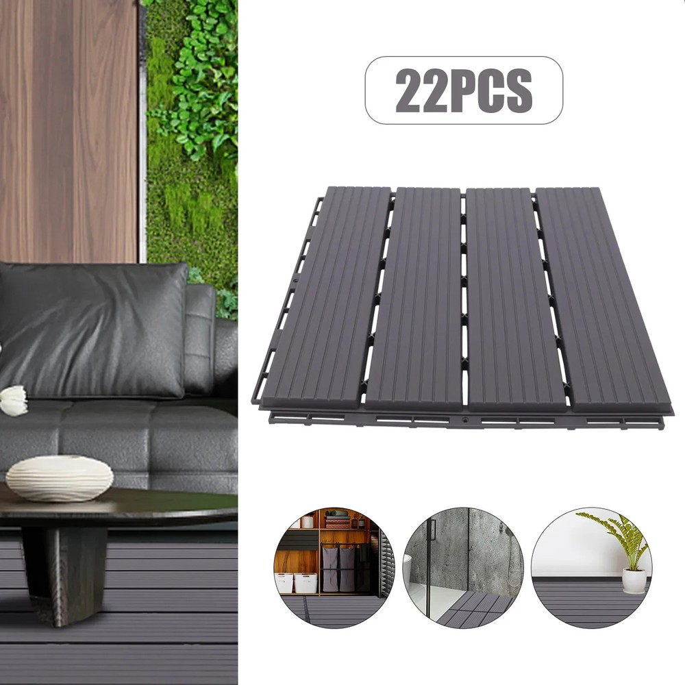 Interlocking 12"x12" Plastic Composite Patio Deck Tiles Easy DIY Installation