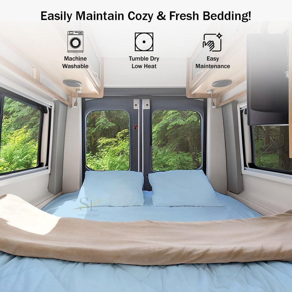 Microfiber RV Sheet Sets 48x75 3/4 Full Bunk Light Blue Solid Fits Mattresses up