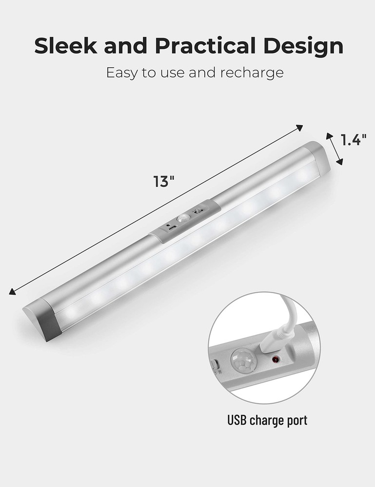 3 Pack Automatic Motion Sensor Closet Lights with Eye-Protection Design, LED ...
