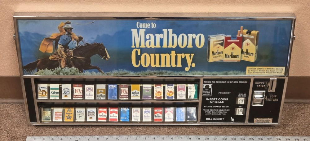Cigarette vending machine control panel heavy chrome metal - vintage old time