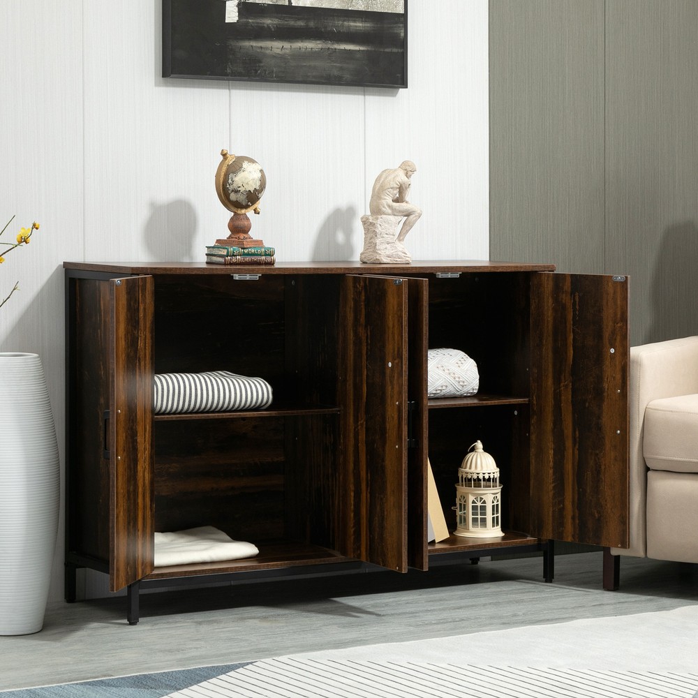 Industrial Sideboard Buffet Storage Cabinet with Adjustable Shelves Rustic Brown