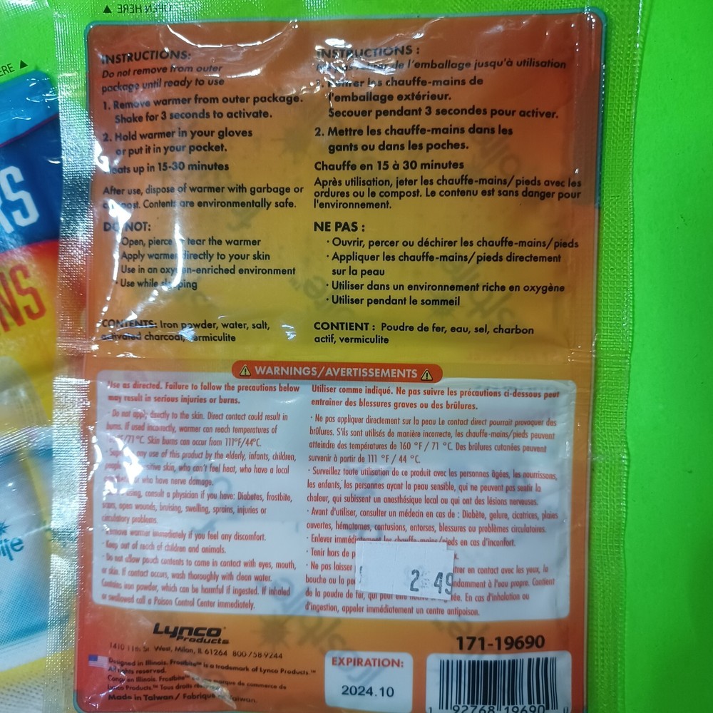 10 Pack 2 Ct Frostbite Handwarmers
