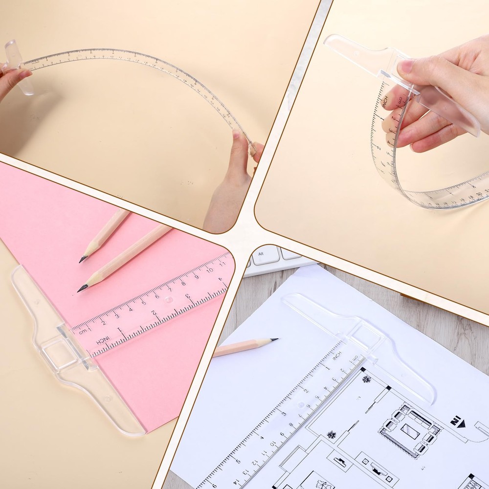 Transparent T Square Ruler 12 Inch Drafting Measuring Tool