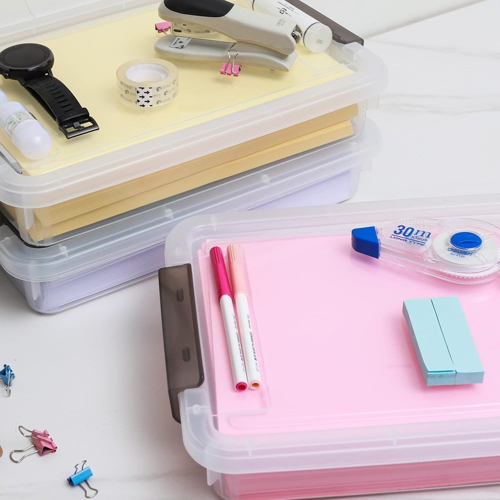 Citylife 3-Piece Stackable Clear Storage Bins for Office & Home