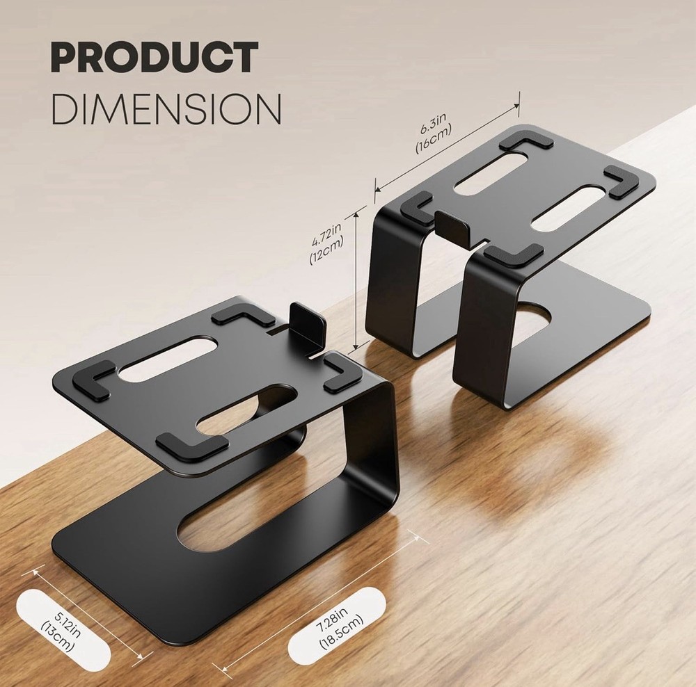 Aluminum Desktop Speaker Stand Pair Bookshelf Black