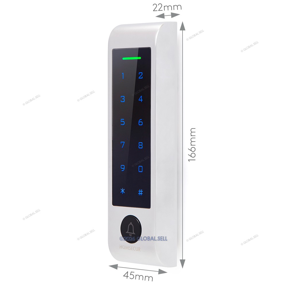 HOMSECUR Access Control Reader With 10pcs KeyFobs App Manage Unlocking Records