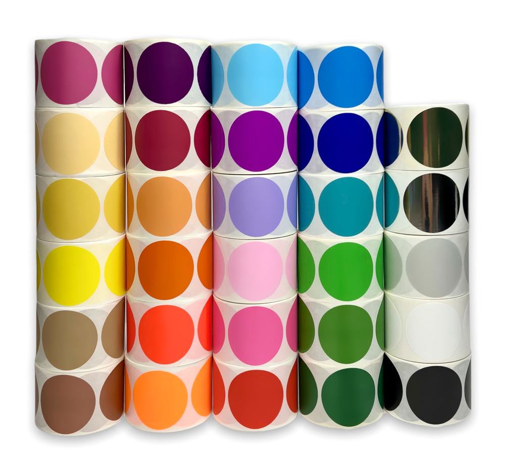 Blank 1" Round Inventory Labels Color Coding Coded Dots 500/Roll (Choose Color)