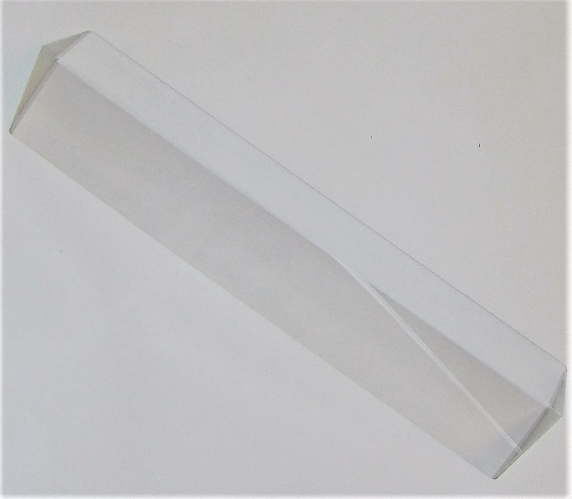 Large Optical Glass Triangular Prism 18cm x 4cm 7" Light Spectrum Physics w Box